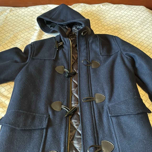 Brooks Brothers Boys Toggle Wool Coat size M navy blue with hood. - Picture 3 of 3